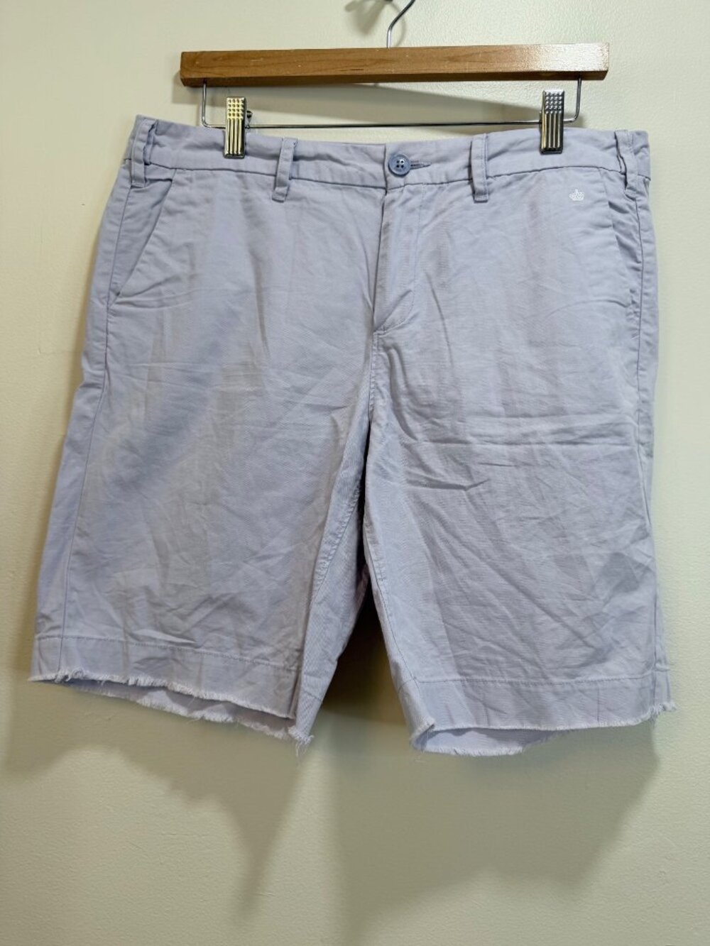 G1 Goods Paper Twill Fray Hem Bermuda Shorts Crown Logo Lilac Lavender Sz 10